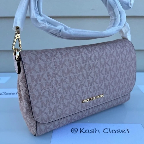 Michael Kors MK Jet Set Medium Logo Convertible Crossbody & Clutch Bag - Ballet - Picture 1 of 9